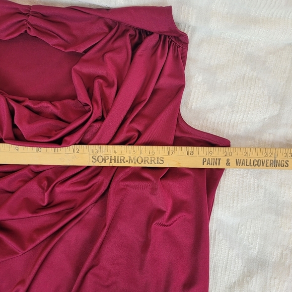 H&M burgundy scoop neck drape front sleeveless dress Y2K indie sleaze slinky L - Picture 8 of 9